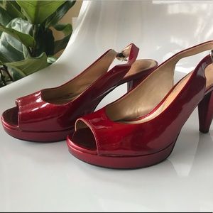ANTONIO MELANI SLINGBACK PEEP TOE PUMPS - 7.5 RED